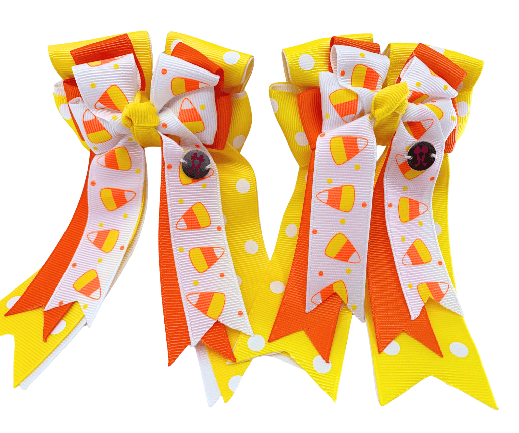 Ponytail Bows Online 3" Tails PonyTail Bows- Candy Corn Yellow equestrian team apparel online tack store mobile tack store custom farm apparel custom show stable clothing equestrian lifestyle horse show clothing riding clothes PonyTail Bows- Candy Corn Yellow horses equestrian tack store