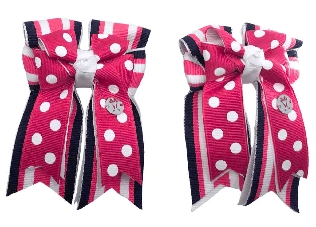 Ponytail Bows Online 3" Tails Polka Pink PonyTail Bows equestrian team apparel online tack store mobile tack store custom farm apparel custom show stable clothing equestrian lifestyle horse show clothing riding clothes Polka Pink PonyTail Bows horses equestrian tack store