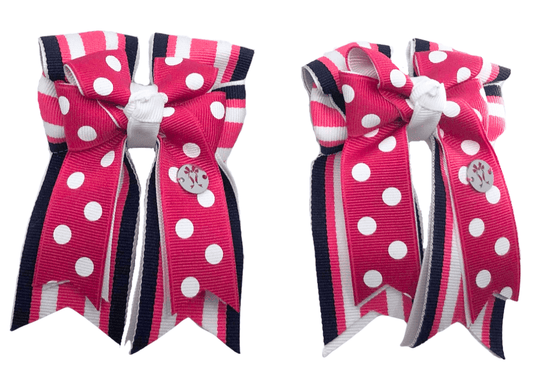 Ponytail Bows Online 3" Tails Polka Pink PonyTail Bows equestrian team apparel online tack store mobile tack store custom farm apparel custom show stable clothing equestrian lifestyle horse show clothing riding clothes Polka Pink PonyTail Bows horses equestrian tack store
