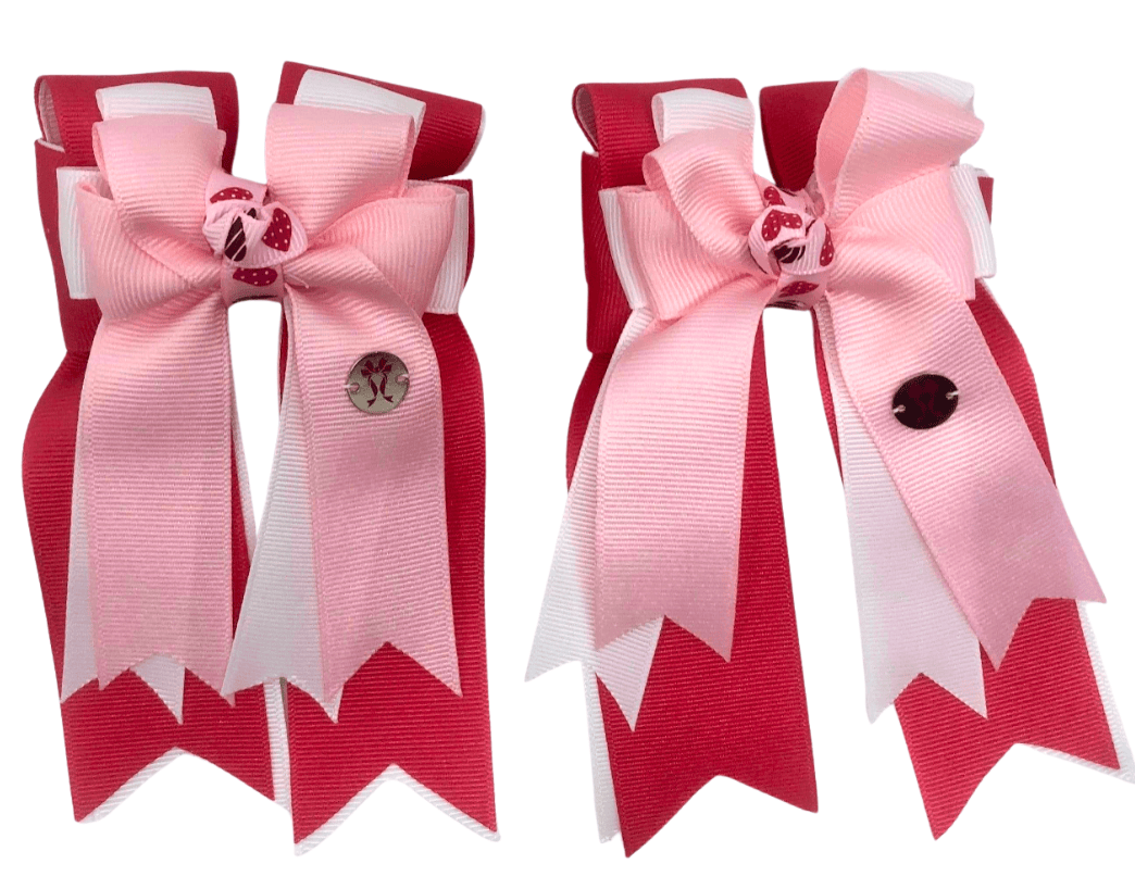 Ponytail Bows Online 3" Tails Hot Pink Heart Knots PonyTail Bows equestrian team apparel online tack store mobile tack store custom farm apparel custom show stable clothing equestrian lifestyle horse show clothing riding clothes Hot Pink Heart Knots PonyTail Bows horses equestrian tack store