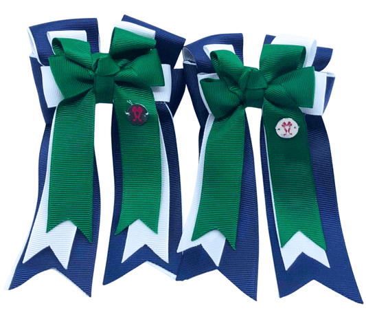 Ponytail Bows Online 3" Tails Hunter Green/Navy PonyTail Bows equestrian team apparel online tack store mobile tack store custom farm apparel custom show stable clothing equestrian lifestyle horse show clothing riding clothes Hunter Green/Navy PonyTail Bows horses equestrian tack store