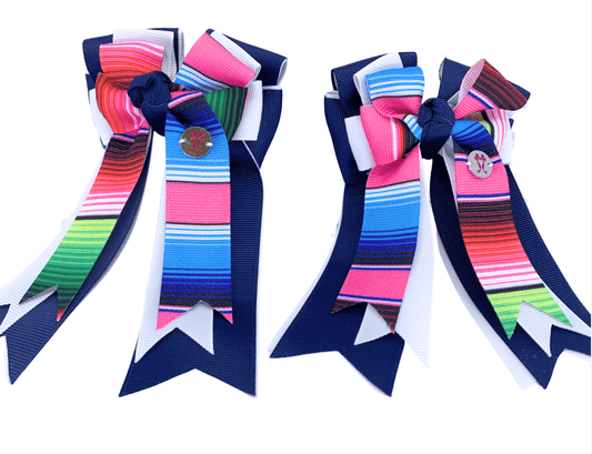 Ponytail Bows Online 3" Tails PonyTail Bows- Navy White Stripes equestrian team apparel online tack store mobile tack store custom farm apparel custom show stable clothing equestrian lifestyle horse show clothing riding clothes PonyTail Bows- Navy White Stripes horses equestrian tack store