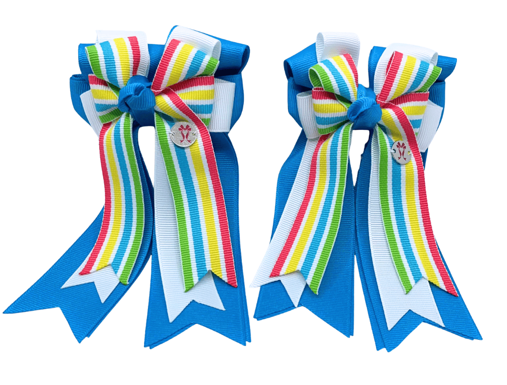 Ponytail Bows Online 3" Tails PonyTail Bows- Colorful Stripes equestrian team apparel online tack store mobile tack store custom farm apparel custom show stable clothing equestrian lifestyle horse show clothing riding clothes PonyTail Bows- Colorful Stripes horses equestrian tack store