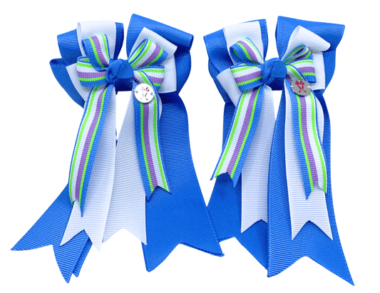 Ponytail Bows Online 3" Tails PonyTail Bows- Blue/White/Stripe equestrian team apparel online tack store mobile tack store custom farm apparel custom show stable clothing equestrian lifestyle horse show clothing riding clothes PonyTail Bows- Blue/White/Stripe horses equestrian tack store