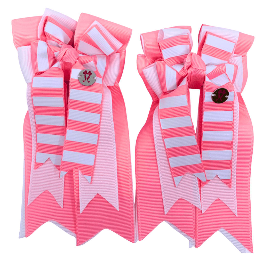 Ponytail Bows Online 3" Tails PonyTail Bows- Pink Candy Stripes equestrian team apparel online tack store mobile tack store custom farm apparel custom show stable clothing equestrian lifestyle horse show clothing riding clothes PonyTail Bows- Pink Candy Stripes horses equestrian tack store