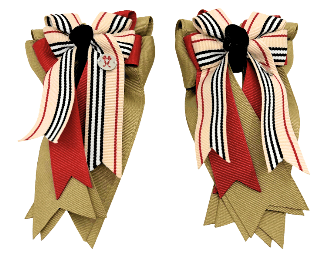 Ponytail Bows Online 3" Tails Burberry Stripe Khaki PonyTail Bows equestrian team apparel online tack store mobile tack store custom farm apparel custom show stable clothing equestrian lifestyle horse show clothing riding clothes Burberry Stripe Khaki PonyTail Bows horses equestrian tack store