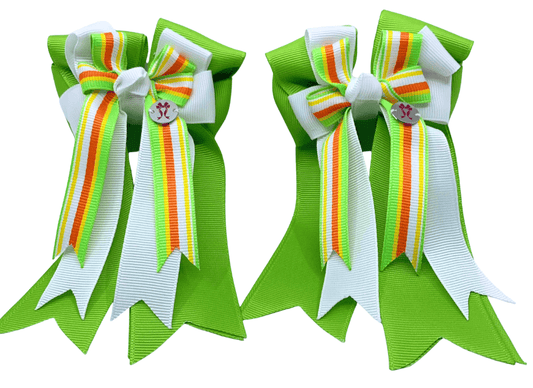 Ponytail Bows Online 3" Tails PonyTail Bows- Lime/White/Stripe equestrian team apparel online tack store mobile tack store custom farm apparel custom show stable clothing equestrian lifestyle horse show clothing riding clothes PonyTail Bows- Lime/White/Stripe horses equestrian tack store