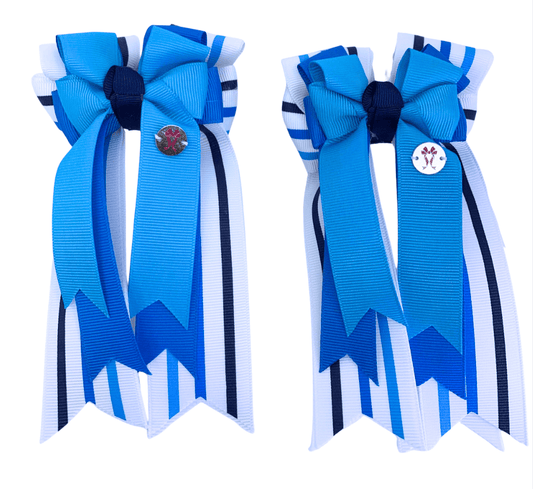 Ponytail Bows Online 3" Tails PonyTail Bows- Blue Tricolor Stripes equestrian team apparel online tack store mobile tack store custom farm apparel custom show stable clothing equestrian lifestyle horse show clothing riding clothes PonyTail Bows- Blue Tricolor Stripes horses equestrian tack store