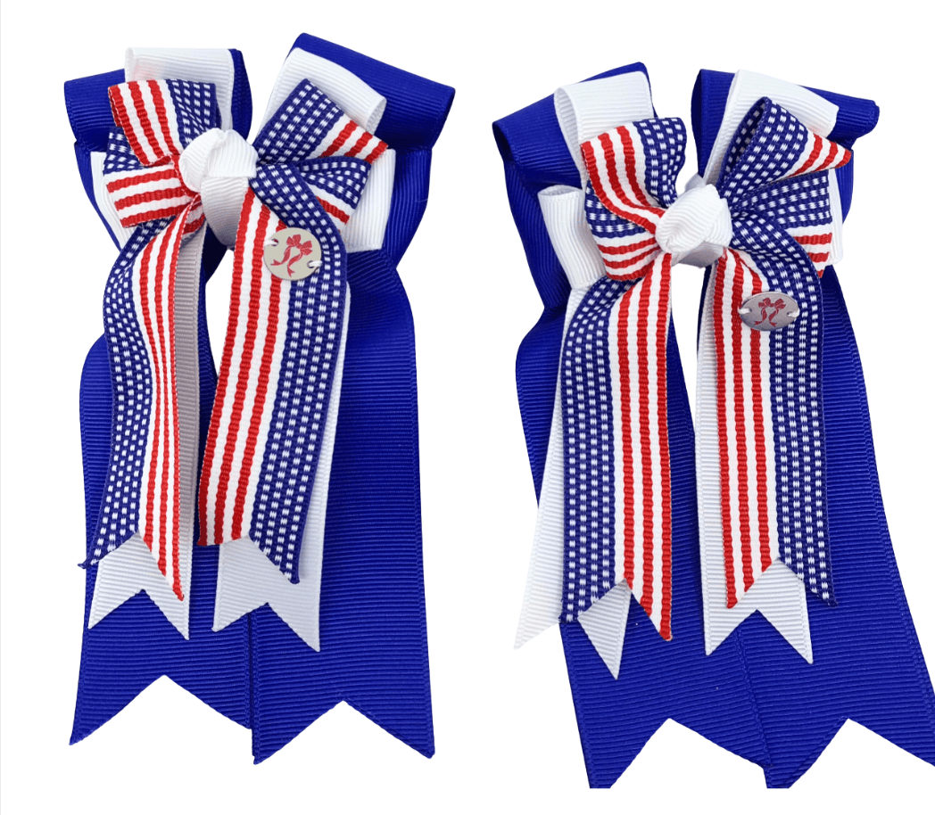 Ponytail Bows Online 3" Tails PonyTail Bows- USA Royal equestrian team apparel online tack store mobile tack store custom farm apparel custom show stable clothing equestrian lifestyle horse show clothing riding clothes PonyTail Bows- USA Royal horses equestrian tack store