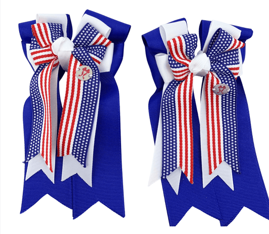 Ponytail Bows Online 3" Tails PonyTail Bows- USA Royal equestrian team apparel online tack store mobile tack store custom farm apparel custom show stable clothing equestrian lifestyle horse show clothing riding clothes PonyTail Bows- USA Royal horses equestrian tack store