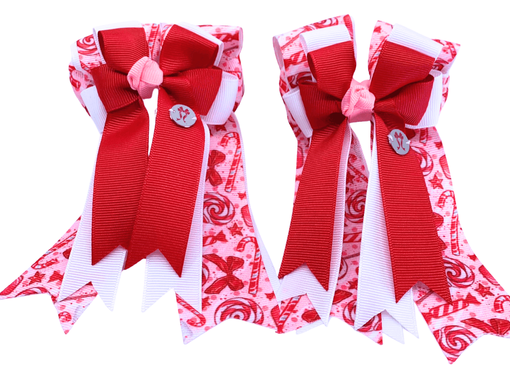 Ponytail Bows Online 3" Tails PonyTail Bows- Peppermint Dreams equestrian team apparel online tack store mobile tack store custom farm apparel custom show stable clothing equestrian lifestyle horse show clothing riding clothes PonyTail Bows- Peppermint Dreams horses equestrian tack store