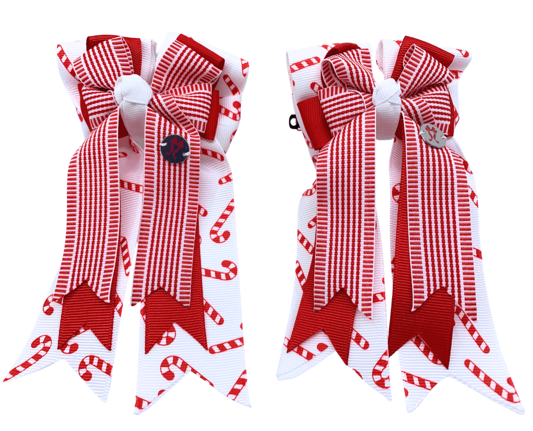 Ponytail Bows Online 3" Tails PonyTail Bows- Red Canes equestrian team apparel online tack store mobile tack store custom farm apparel custom show stable clothing equestrian lifestyle horse show clothing riding clothes PonyTail Bows- Red Canes horses equestrian tack store