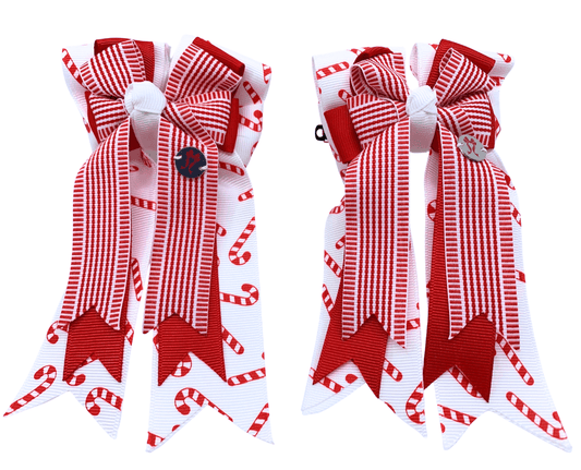 Ponytail Bows Online 3" Tails PonyTail Bows- Red Canes equestrian team apparel online tack store mobile tack store custom farm apparel custom show stable clothing equestrian lifestyle horse show clothing riding clothes PonyTail Bows- Red Canes horses equestrian tack store