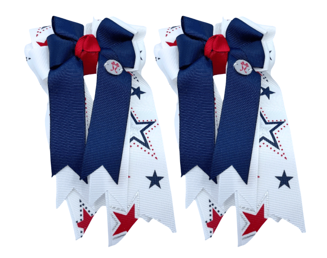 Ponytail Bows Online 3" Tails PonyTail Bows- Star Spangled equestrian team apparel online tack store mobile tack store custom farm apparel custom show stable clothing equestrian lifestyle horse show clothing riding clothes PonyTail Bows- Star Spangled horses equestrian tack store
