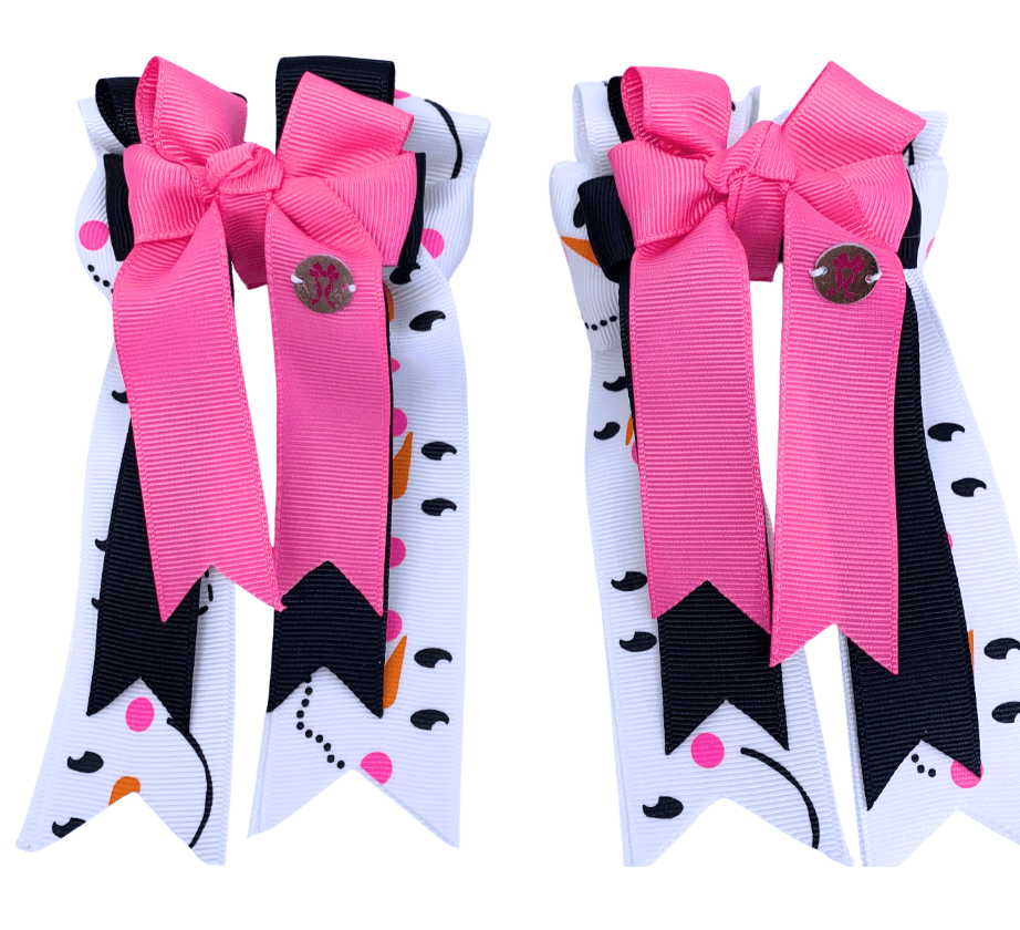 Ponytail Bows Online 3" Tails PonyTail Bows- Snowman equestrian team apparel online tack store mobile tack store custom farm apparel custom show stable clothing equestrian lifestyle horse show clothing riding clothes PonyTail Bows- Snowman horses equestrian tack store