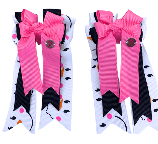 Ponytail Bows Online 3" Tails PonyTail Bows- Snowman equestrian team apparel online tack store mobile tack store custom farm apparel custom show stable clothing equestrian lifestyle horse show clothing riding clothes PonyTail Bows- Snowman horses equestrian tack store