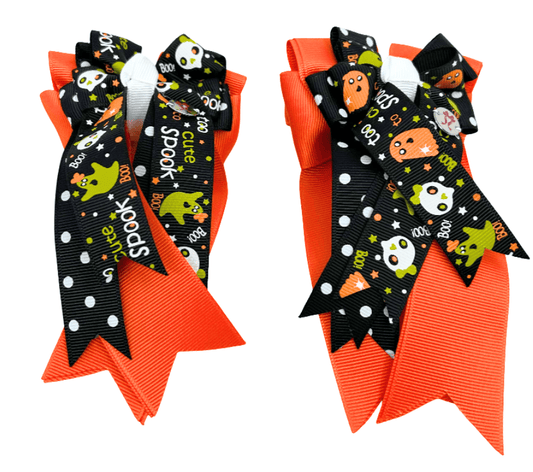 Ponytail Bows Online 3" Tails Boo Spooky PonyTail Bows equestrian team apparel online tack store mobile tack store custom farm apparel custom show stable clothing equestrian lifestyle horse show clothing riding clothes Boo Spooky PonyTail Bows horses equestrian tack store