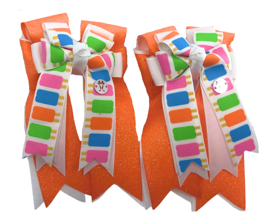 Ponytail Bows Online 3" Tails Orange Sickle PonyTail Bows equestrian team apparel online tack store mobile tack store custom farm apparel custom show stable clothing equestrian lifestyle horse show clothing riding clothes Orange Sickle PonyTail Bows horses equestrian tack store