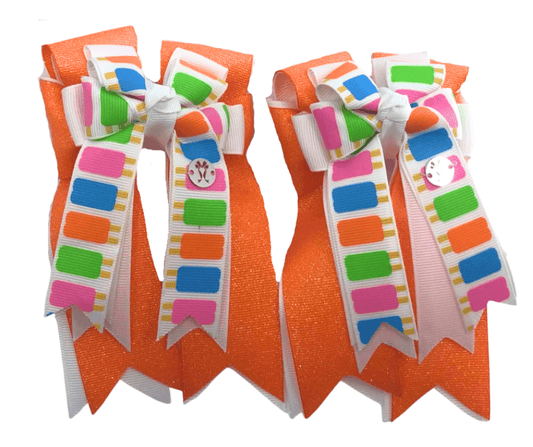 Ponytail Bows Online 3" Tails Orange Sickle PonyTail Bows equestrian team apparel online tack store mobile tack store custom farm apparel custom show stable clothing equestrian lifestyle horse show clothing riding clothes Orange Sickle PonyTail Bows horses equestrian tack store