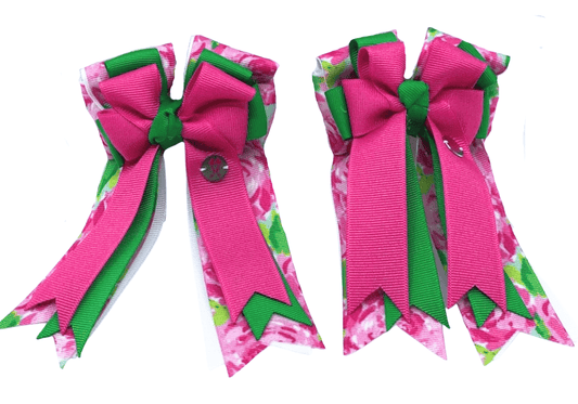 Ponytail Bows Online 3" Tails Roses Are Hot Pink PonyTail Bows equestrian team apparel online tack store mobile tack store custom farm apparel custom show stable clothing equestrian lifestyle horse show clothing riding clothes Roses Are Hot Pink PonyTail Bows horses equestrian tack store