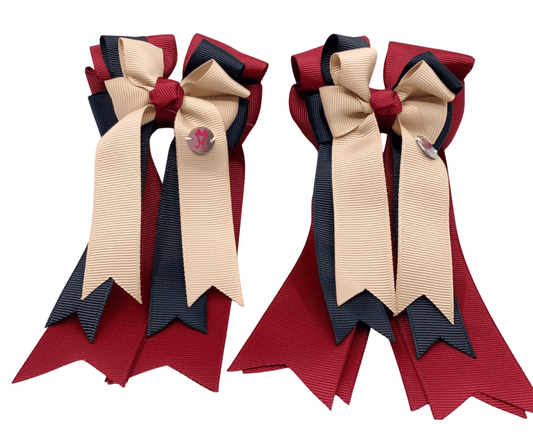 Ponytail Bows Online 3" Tails PonyTail Bows- Khaki/Black/Cabernet equestrian team apparel online tack store mobile tack store custom farm apparel custom show stable clothing equestrian lifestyle horse show clothing riding clothes PonyTail Bows- Khaki/Black/Cabernet horses equestrian tack store