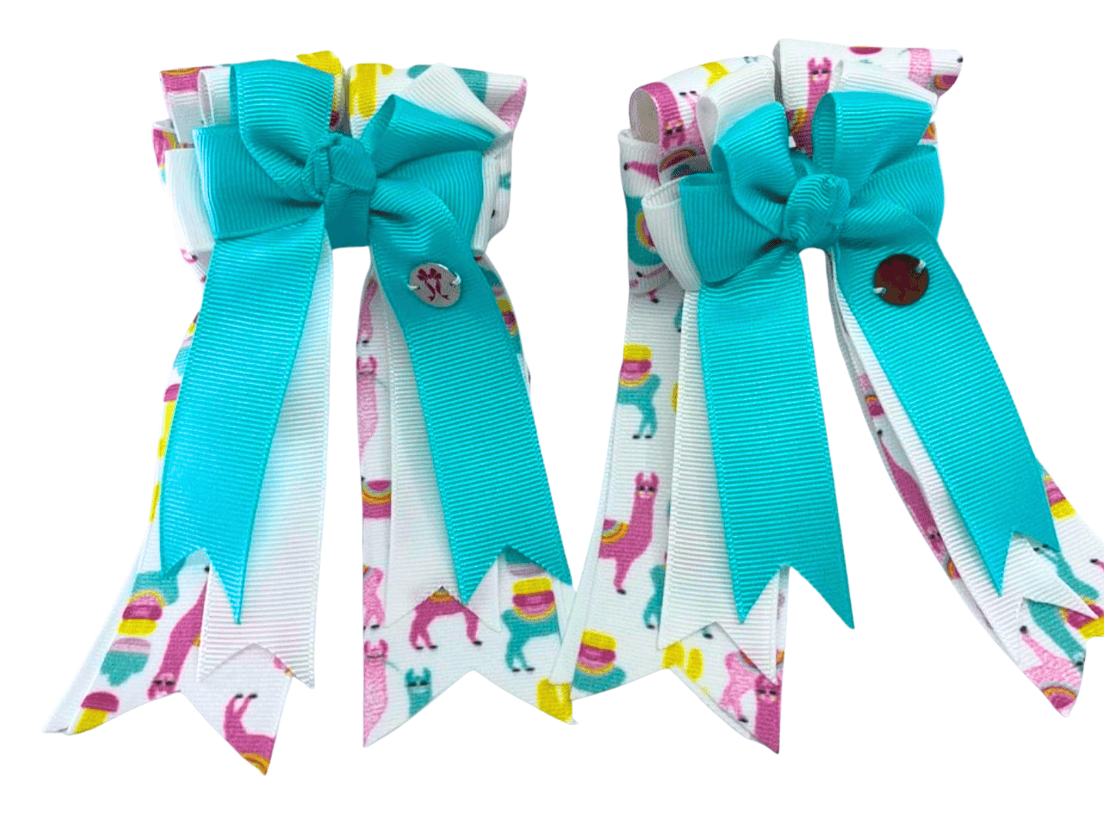 Ponytail Bows Online 3" Tails Drama Llama-Blue PonyTail Bows equestrian team apparel online tack store mobile tack store custom farm apparel custom show stable clothing equestrian lifestyle horse show clothing riding clothes Drama Llama-Blue PonyTail Bows horses equestrian tack store
