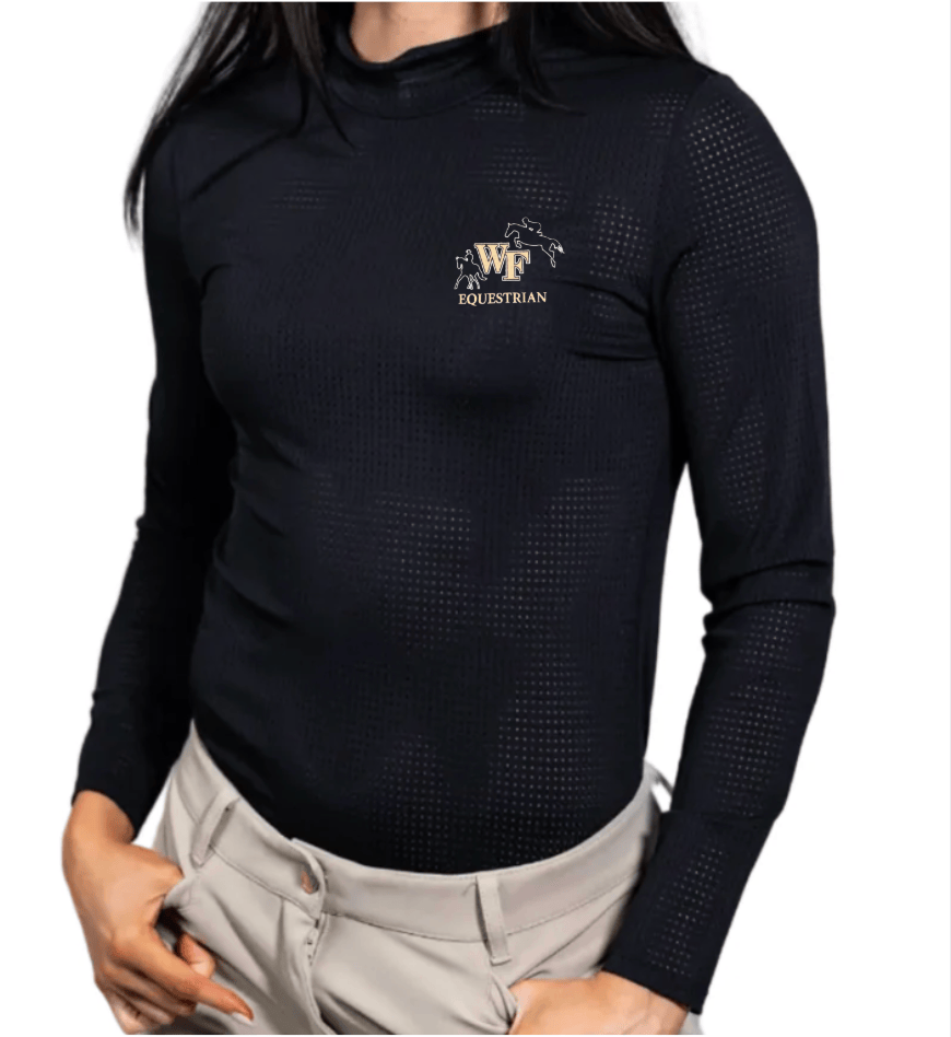Equestrian Team Apparel Custom Shirts Black / XXS WFU Equestrian- Perforated Mock Shirt equestrian team apparel online tack store mobile tack store custom farm apparel custom show stable clothing equestrian lifestyle horse show clothing riding clothes WFU Equestrian- Perforated Mock Shirt horses equestrian tack store