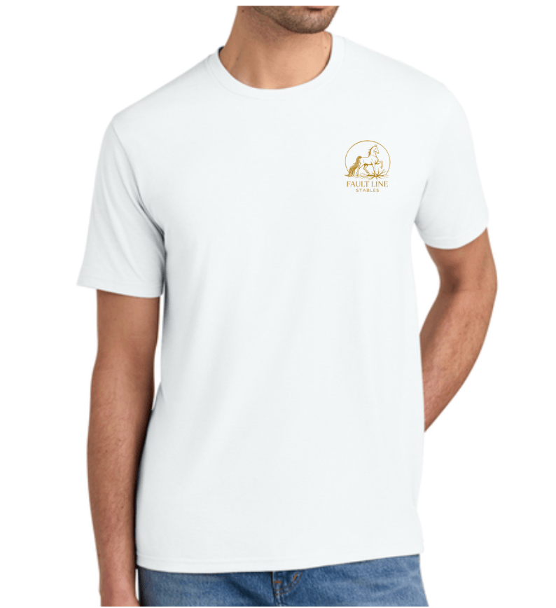 Equestrian Team Apparel custom t-shirt White / XS / Gold Fault Line Stables- Men's T-Shirt equestrian team apparel online tack store mobile tack store custom farm apparel custom show stable clothing equestrian lifestyle horse show clothing riding clothes Fault Line Stables- Men's T-Shirt horses equestrian tack store