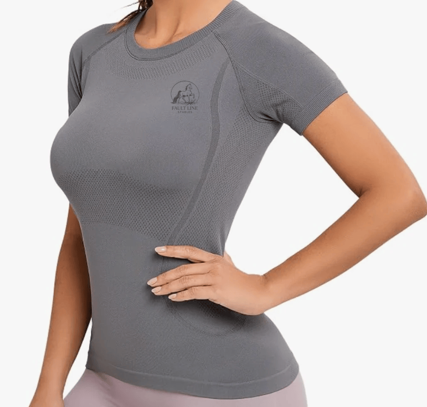 Equestrian Team Apparel Custom Shirts Grey / XS Fault Line Stables- Tech Shirt (short sleeve) equestrian team apparel online tack store mobile tack store custom farm apparel custom show stable clothing equestrian lifestyle horse show clothing riding clothes Fault Line Stables- Tech Shirt (short sleeve) horses equestrian tack store