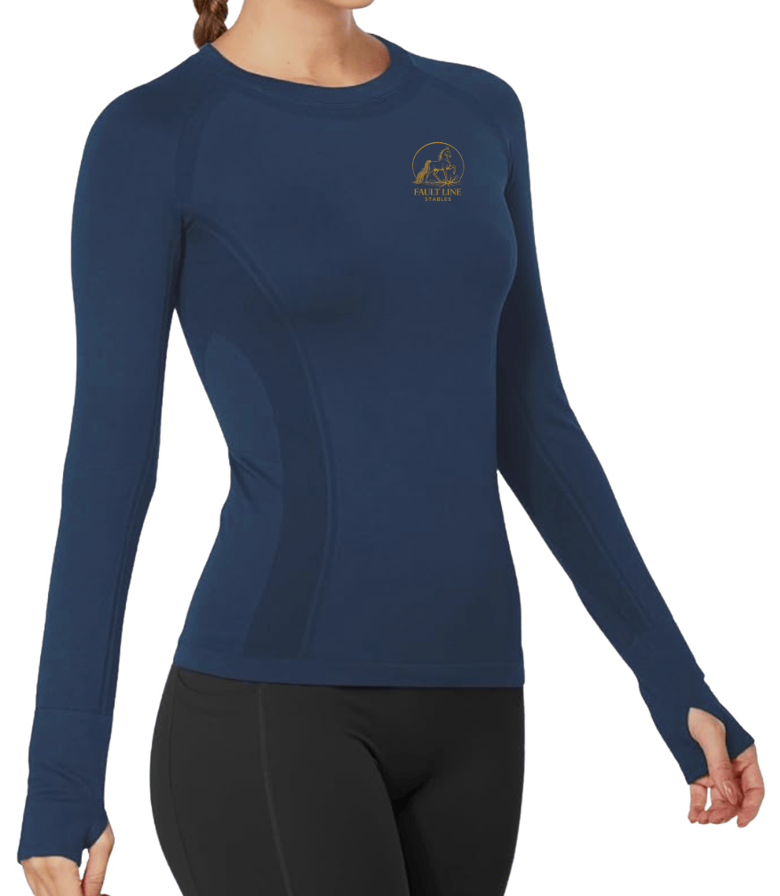 Equestrian Team Apparel Custom Shirts Navy / XS Fault Line Stables- Tech Shirt (long sleeve) equestrian team apparel online tack store mobile tack store custom farm apparel custom show stable clothing equestrian lifestyle horse show clothing riding clothes Fault Line Stables- Tech Shirt (long sleeve) horses equestrian tack store