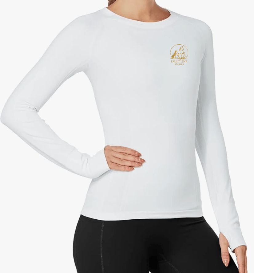 Equestrian Team Apparel Custom Shirts White / XS Fault Line Stables- Tech Shirt (long sleeve) equestrian team apparel online tack store mobile tack store custom farm apparel custom show stable clothing equestrian lifestyle horse show clothing riding clothes Fault Line Stables- Tech Shirt (long sleeve) horses equestrian tack store