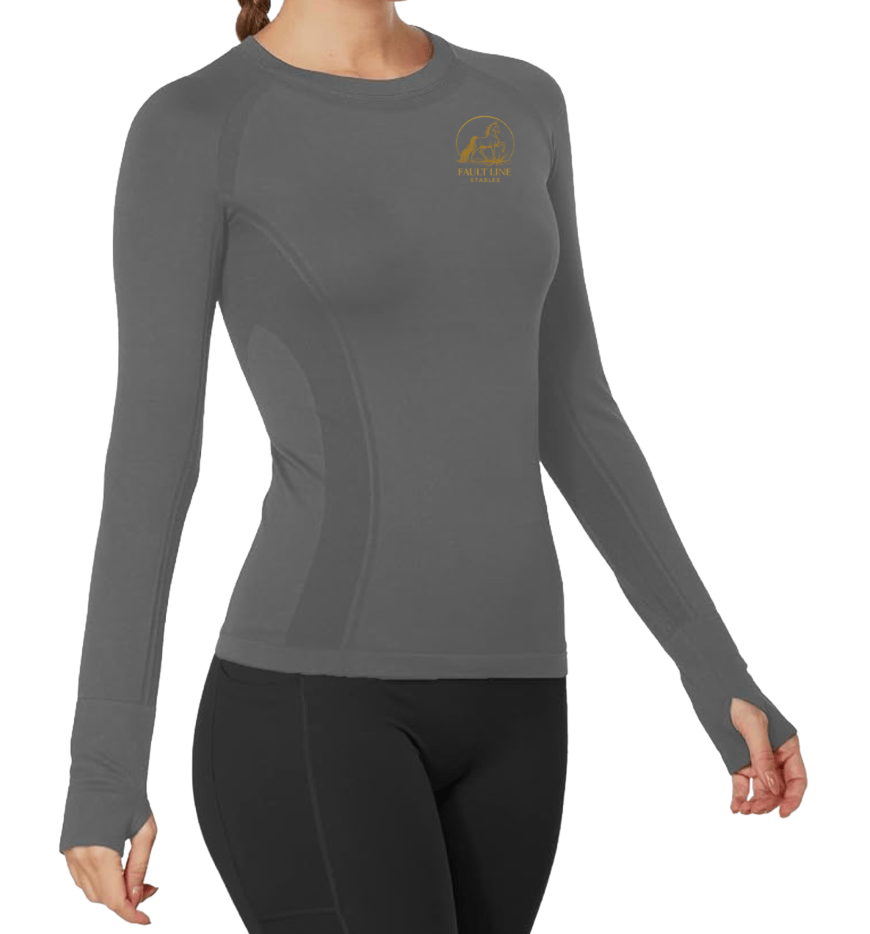 Equestrian Team Apparel Custom Shirts Grey / XS Fault Line Stables- Tech Shirt (long sleeve) equestrian team apparel online tack store mobile tack store custom farm apparel custom show stable clothing equestrian lifestyle horse show clothing riding clothes Fault Line Stables- Tech Shirt (long sleeve) horses equestrian tack store