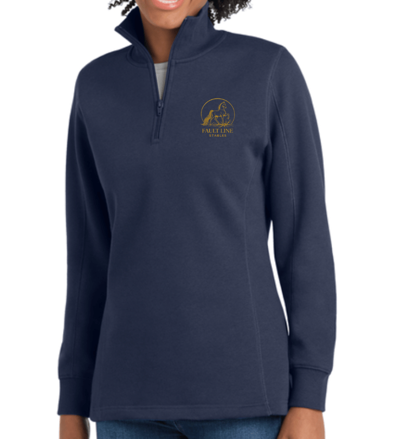Equestrian Team Apparel 1/4 Zip Sweatshirt Navy / XS / Gold Fault Line Stables- Women's 1/4-Zip Sweatshirt equestrian team apparel online tack store mobile tack store custom farm apparel custom show stable clothing equestrian lifestyle horse show clothing riding clothes Fault Line Stables- Women's 1/4-Zip Sweatshirt horses equestrian tack store