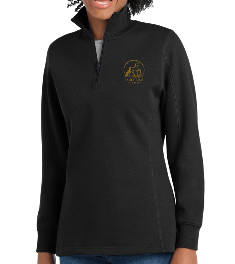Equestrian Team Apparel 1/4 Zip Sweatshirt Black / XS / Gold Fault Line Stables- Women's 1/4-Zip Sweatshirt equestrian team apparel online tack store mobile tack store custom farm apparel custom show stable clothing equestrian lifestyle horse show clothing riding clothes Fault Line Stables- Women's 1/4-Zip Sweatshirt horses equestrian tack store