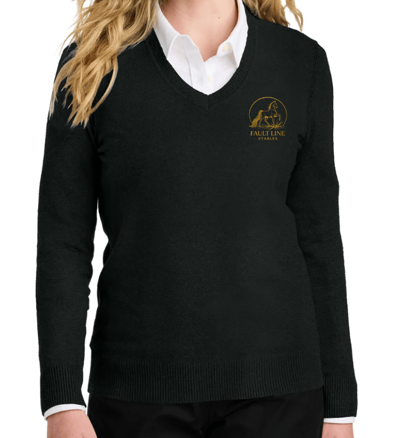 Fault Line Stables- Women's V-Neck Sweater