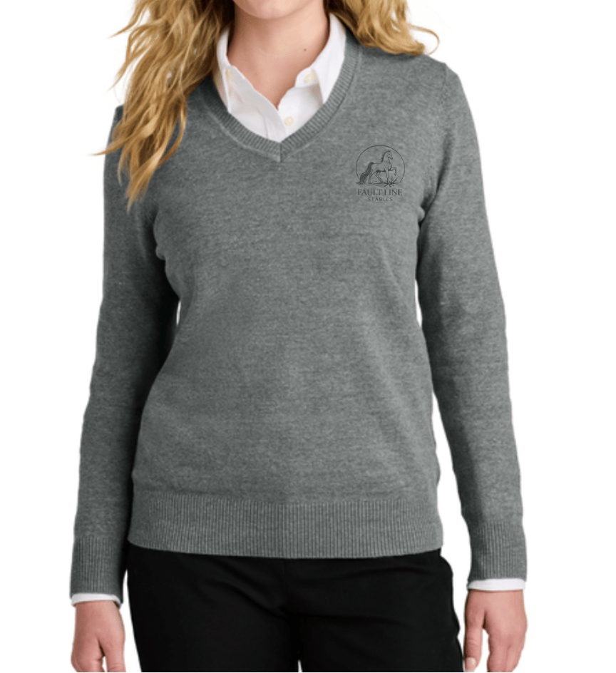 Fault Line Stables- Women's V-Neck Sweater