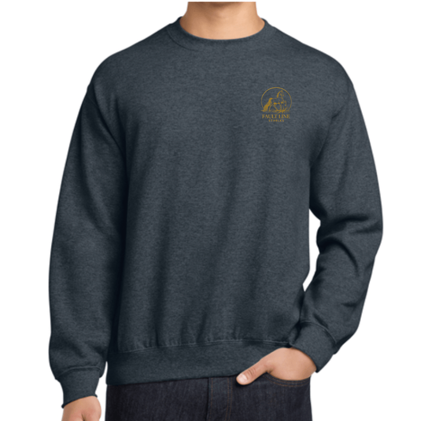 Equestrian Team Apparel custom sweatshirt Dark Heather Grey / XS / Gold Fault Line Stables- Unisex Sweatshirt equestrian team apparel online tack store mobile tack store custom farm apparel custom show stable clothing equestrian lifestyle horse show clothing riding clothes Fault Line Stables- Unisex Sweatshirt horses equestrian tack store