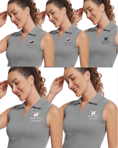 Equestrian Team Apparel Custom Team Shirts Grey / XS / White Team Tate- Sleeveless Polo Shirt equestrian team apparel online tack store mobile tack store custom farm apparel custom show stable clothing equestrian lifestyle horse show clothing riding clothes Team Tate- Sleeveless Polo Shirt horses equestrian tack store