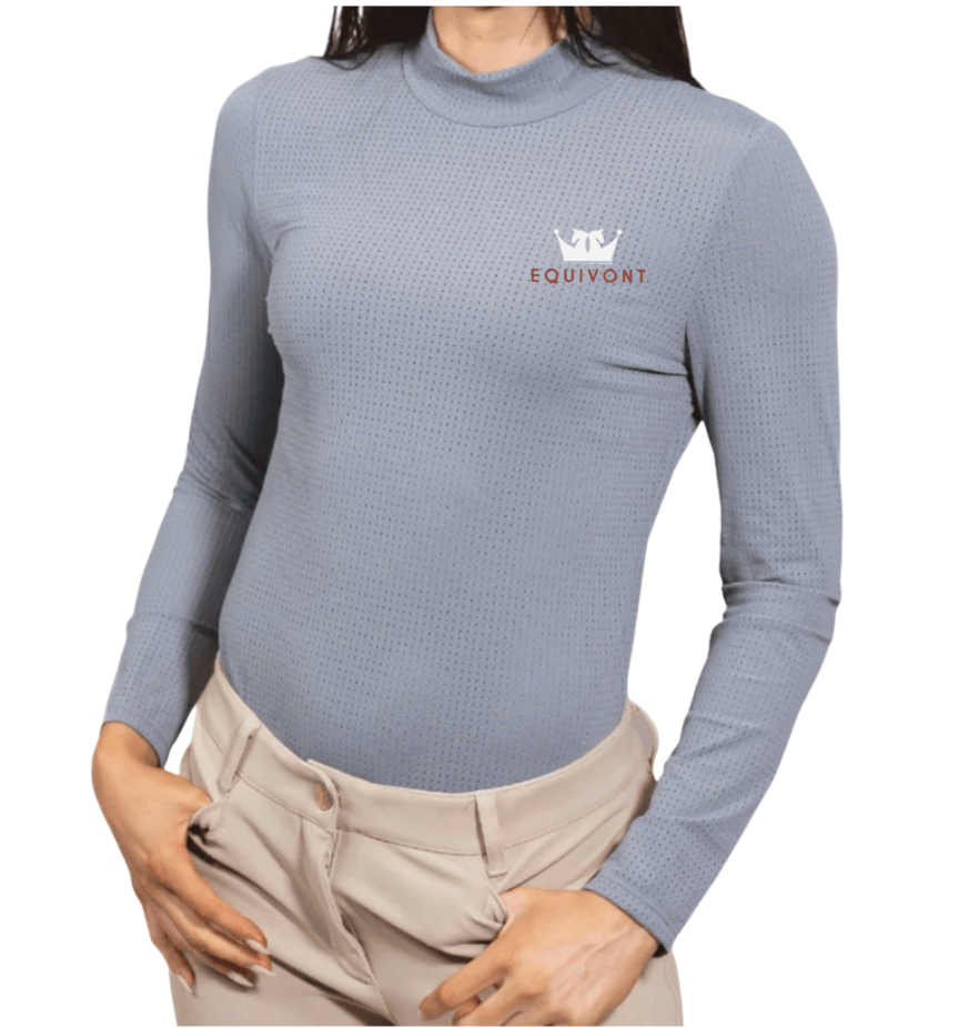 Equestrian Team Apparel Custom Shirts Dove Grey / XS Equivont- Alesia Perforated High Collar Tech Top equestrian team apparel online tack store mobile tack store custom farm apparel custom show stable clothing equestrian lifestyle horse show clothing riding clothes Equivont- Alesia Perforated High Collar Tech Top horses equestrian tack store