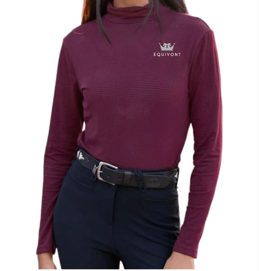 Equestrian Team Apparel Custom Shirts Deep Maroon / XS Equivont- Alesia Perforated High Collar Tech Top equestrian team apparel online tack store mobile tack store custom farm apparel custom show stable clothing equestrian lifestyle horse show clothing riding clothes Equivont- Alesia Perforated High Collar Tech Top horses equestrian tack store