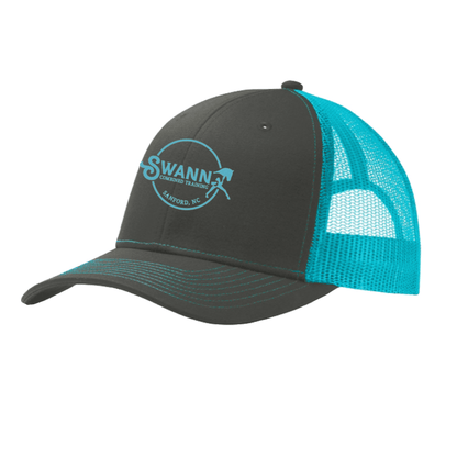 Equestrian Team Apparel custom hats Grey Trucker Hat w/ Turquoise Logo SWANN - Baseball Caps equestrian team apparel online tack store mobile tack store custom farm apparel custom show stable clothing equestrian lifestyle horse show clothing riding clothes SWANN - Baseball Caps horses equestrian tack store