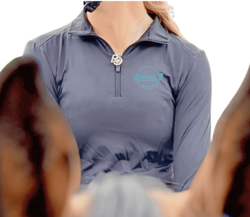 Equestrian Team Apparel Custom Shirts Grey w/ Black Zipper (w/ Turquoise logo) / XXS SWANN - The Bit Equestrian Long Sleeve Schooling Shirt equestrian team apparel online tack store mobile tack store custom farm apparel custom show stable clothing equestrian lifestyle horse show clothing riding clothes SWANN - The Bit Equestrian Long Sleeve Schooling Shirt horses equestrian tack store
