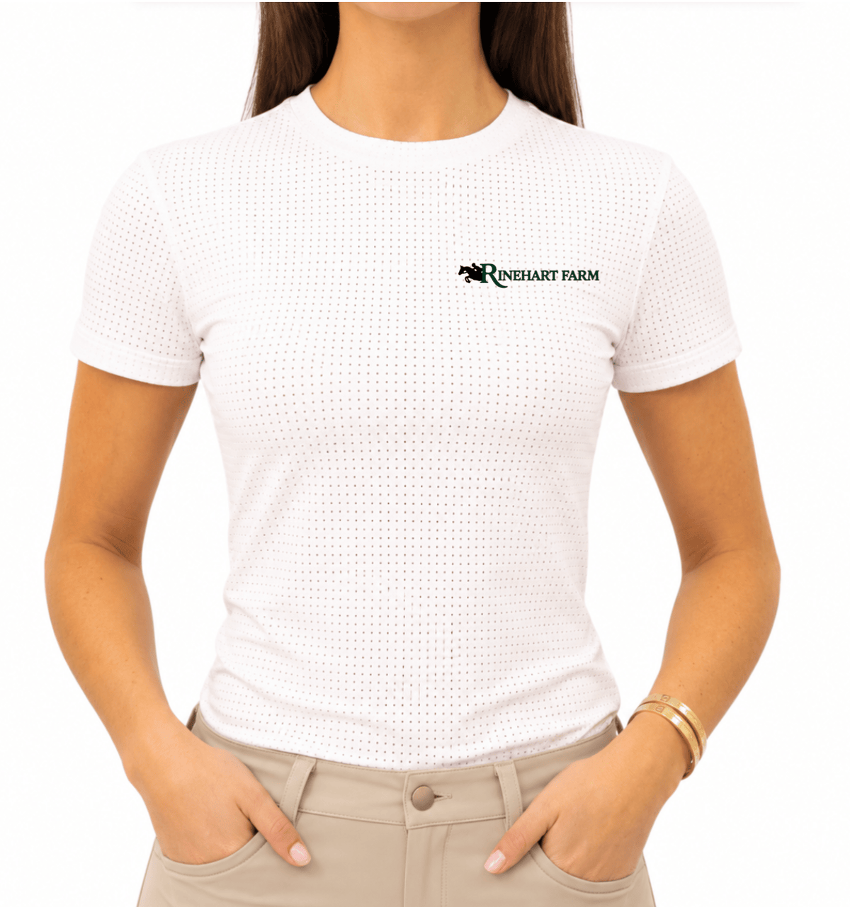 Equisite Elements of Style Schooling Shirt White / XXS Rinehart- Hallie Perforated Tee Shirt (Short Sleeve) equestrian team apparel online tack store mobile tack store custom farm apparel custom show stable clothing equestrian lifestyle horse show clothing riding clothes Rinehart- Hallie Perforated Tee Shirt (Short Sleeve) horses equestrian tack store