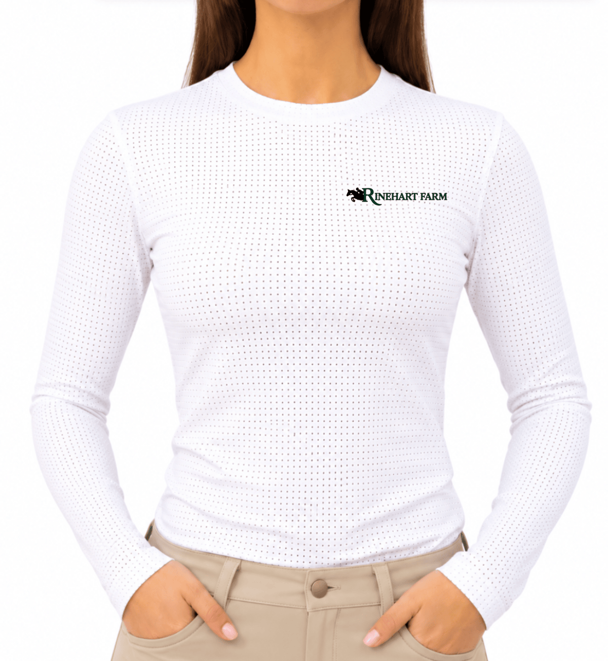 Equisite Elements of Style Schooling Shirt White / XXS Rinehart- Cadence Perforated Tee Shirt (Long Sleeve) equestrian team apparel online tack store mobile tack store custom farm apparel custom show stable clothing equestrian lifestyle horse show clothing riding clothes Rinehart- Cadence Perforated Tee Shirt (Long Sleeve) horses equestrian tack store