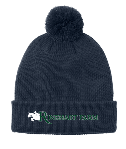 Equestrian Team Apparel custom hats Navy Rinehart- Pom Pom Beanie equestrian team apparel online tack store mobile tack store custom farm apparel custom show stable clothing equestrian lifestyle horse show clothing riding clothes Rinehart- Pom Pom Beanie horses equestrian tack store