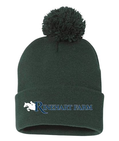 Equestrian Team Apparel custom hats Dark Hunter Green Rinehart- Pom Pom Beanie equestrian team apparel online tack store mobile tack store custom farm apparel custom show stable clothing equestrian lifestyle horse show clothing riding clothes Rinehart- Pom Pom Beanie horses equestrian tack store
