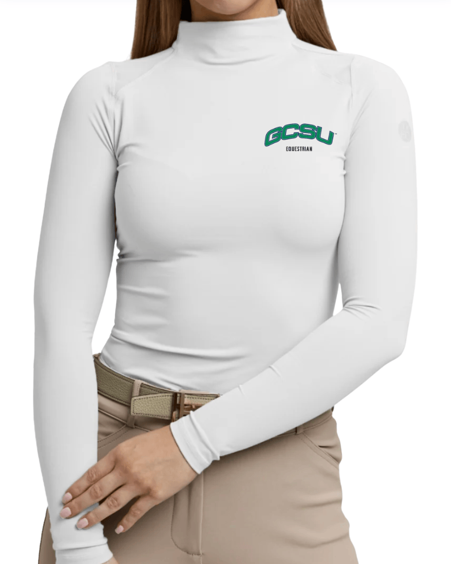 Equestrian Team Apparel Custom Shirts White / XS Georgia College- High Collar Chloe Top equestrian team apparel online tack store mobile tack store custom farm apparel custom show stable clothing equestrian lifestyle horse show clothing riding clothes Georgia College- High Collar Chloe Top horses equestrian tack store