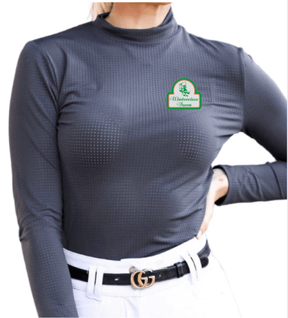 Equestrian Team Apparel Custom Shirts Charcoal / XXS Winterview Farm- Alesia High Collar Perforated Shirt equestrian team apparel online tack store mobile tack store custom farm apparel custom show stable clothing equestrian lifestyle horse show clothing riding clothes Winterview Farm- Alesia High Collar Perforated Shirt horses equestrian tack store