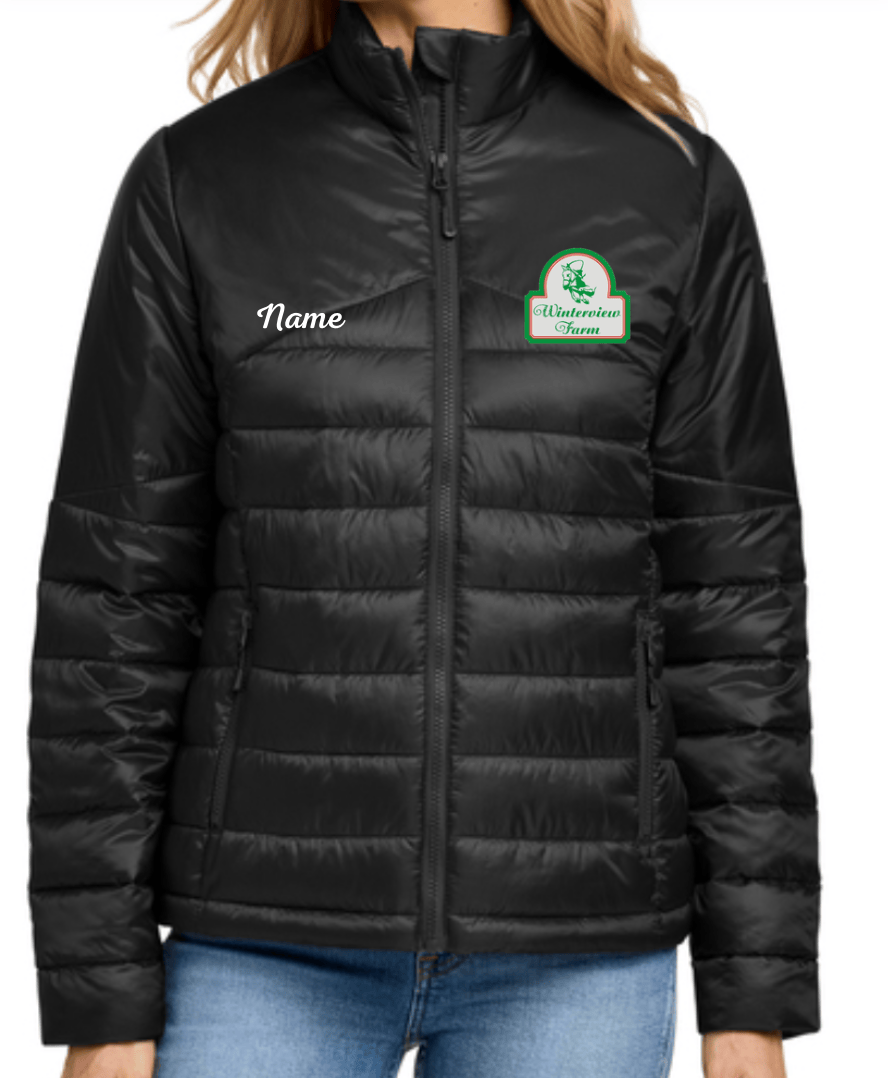 Equestrian Team Apparel Custom Jacket Black / Women / XS Winterview Farm- Puffy Jacket equestrian team apparel online tack store mobile tack store custom farm apparel custom show stable clothing equestrian lifestyle horse show clothing riding clothes Winterview Farm- Puffy Jacket horses equestrian tack store