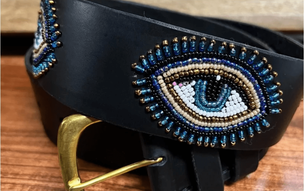 Zinj Designs Belt Evil eye with blue Belt- 1.75" Beaded Assorted Designs XXS equestrian team apparel online tack store mobile tack store custom farm apparel custom show stable clothing equestrian lifestyle horse show clothing riding clothes Belt- 1.75" Beaded Assorted Designs XXS horses equestrian tack store